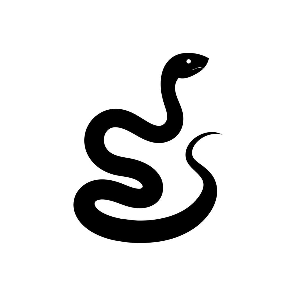 Black beautiful rearing snake fine silhouette. Over white, Symbol of the year, snake, viper silhouette vector