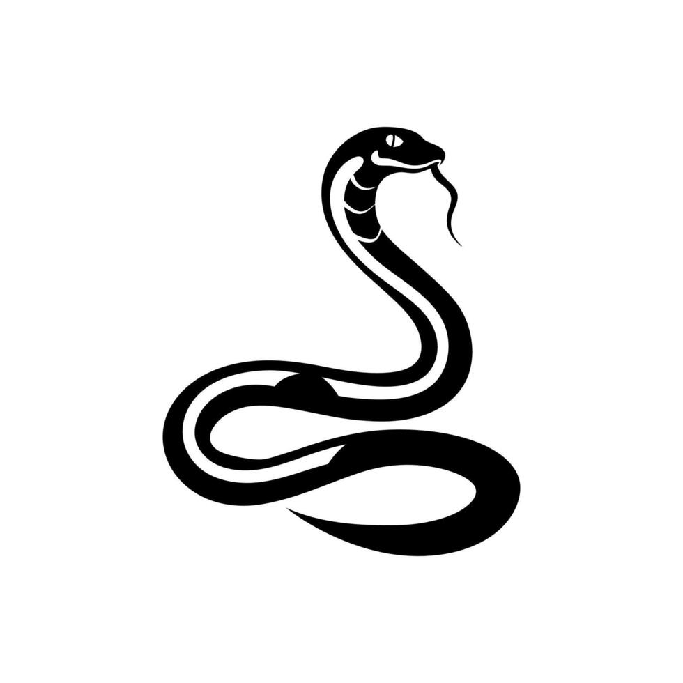 Black beautiful rearing snake fine silhouette. Over white, Symbol of the year, snake, viper silhouette vector