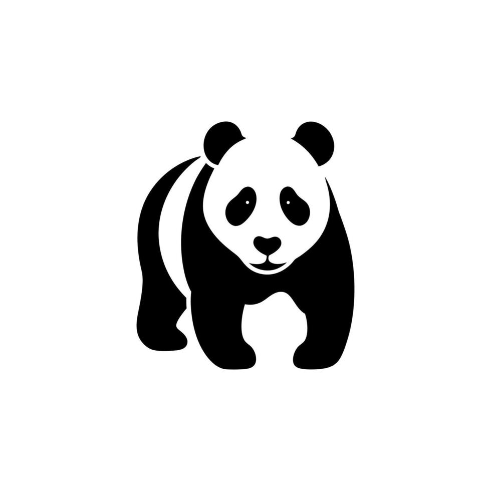 panda bear silhouette Logo design template. Panda Icon Illustration black white, Minimal panda logo template animal logo icon adorable panda head logo template vector