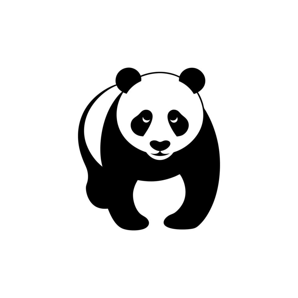 panda bear silhouette Logo design template. Panda Icon Illustration black white, Minimal panda logo template animal logo icon adorable panda head logo template vector