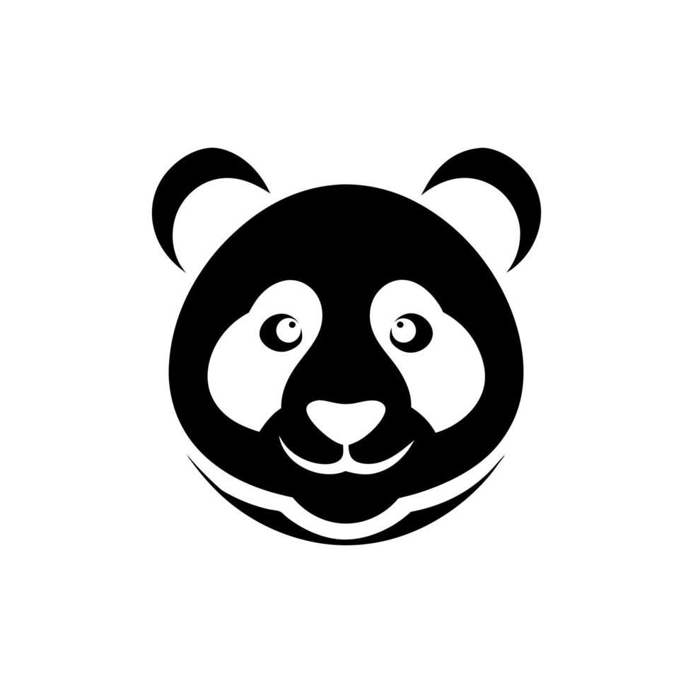 panda bear silhouette Logo design template. Panda Icon Illustration black white, Minimal panda logo template animal logo icon adorable panda head logo template vector
