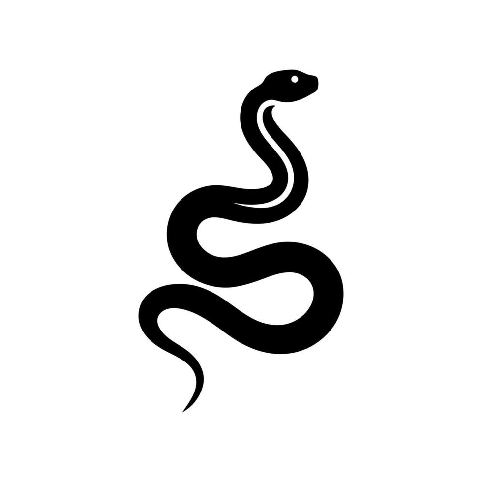 Black beautiful rearing snake fine silhouette. Over white, Symbol of the year, snake, viper silhouette vector