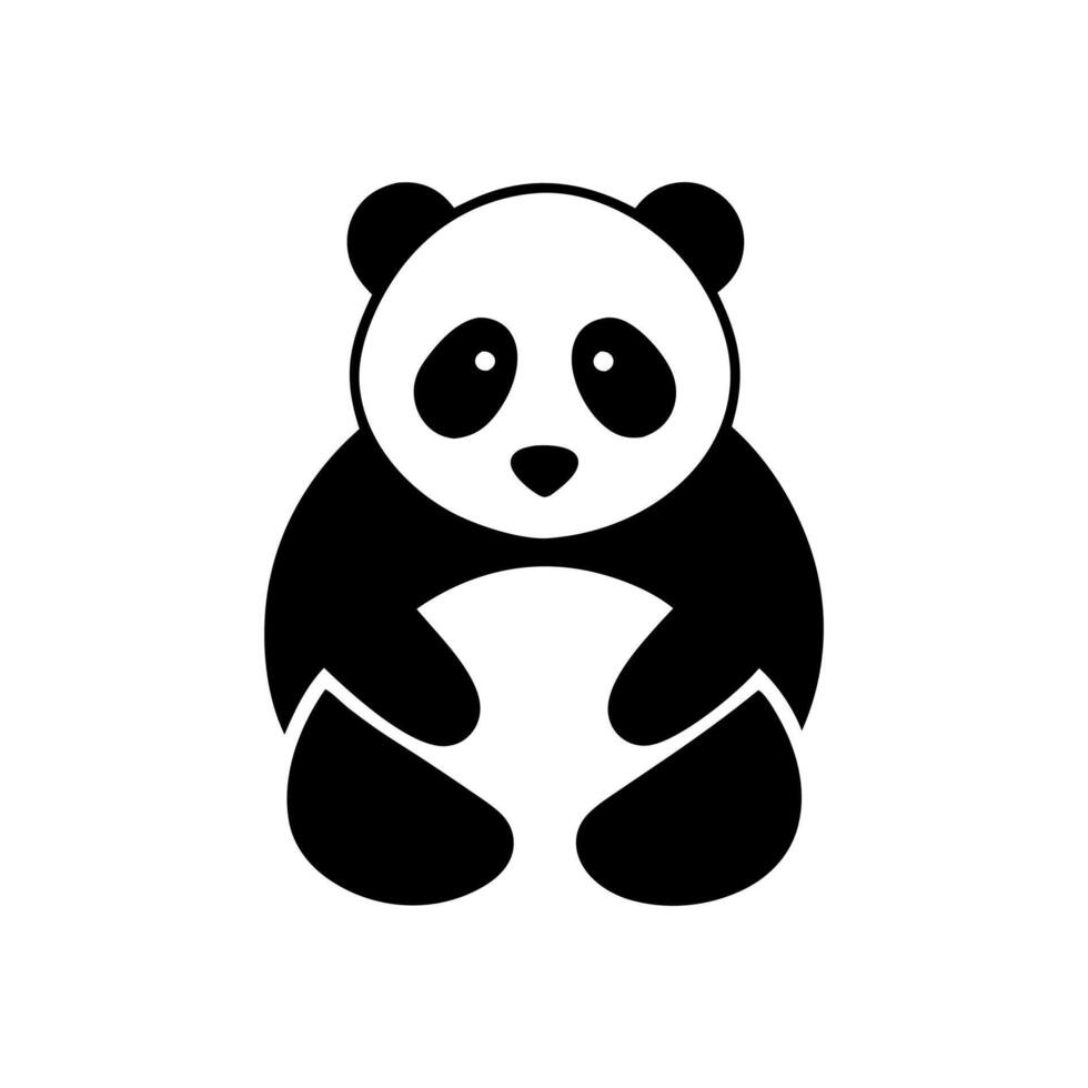 panda bear silhouette Logo design template. Panda Icon Illustration black white, Minimal panda logo template animal logo icon adorable panda head logo template vector