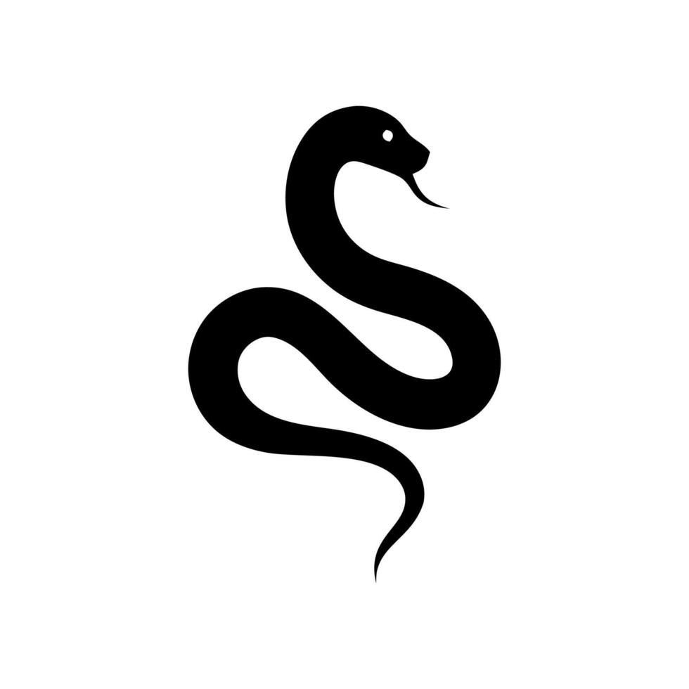 Black beautiful rearing snake fine silhouette. Over white, Symbol of the year, snake, viper silhouette vector