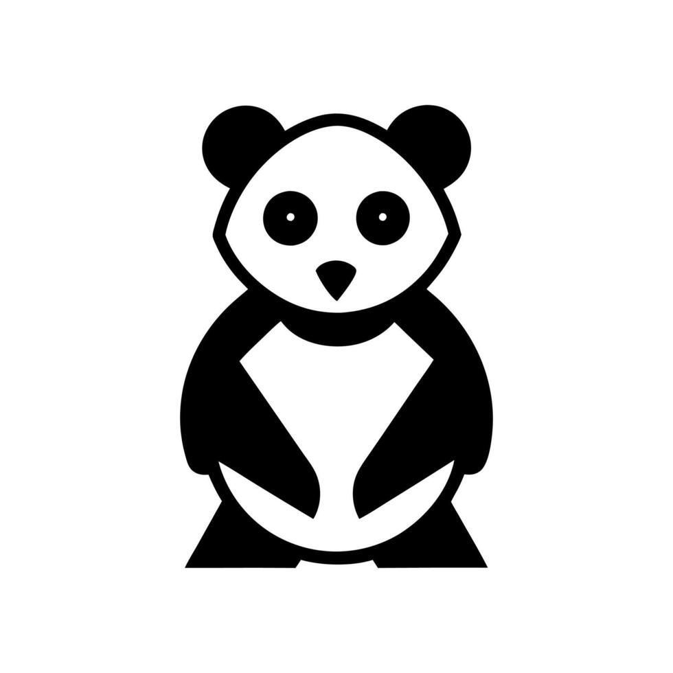 panda bear silhouette Logo design template. Panda Icon Illustration black white, Minimal panda logo template animal logo icon adorable panda head logo template vector