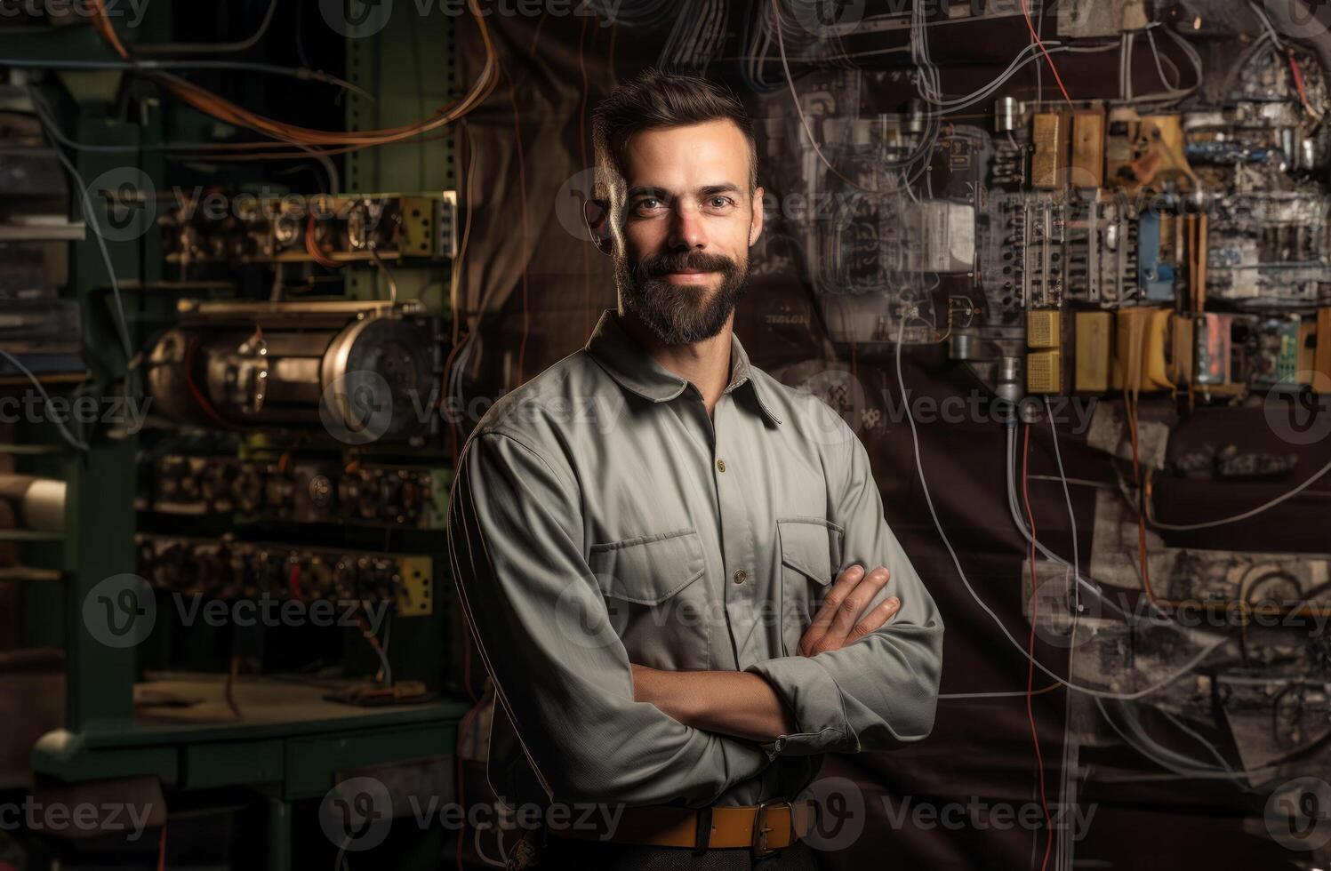 In this striking portrait, a modern engineer exudes professionalism, showcasing confidence, technical expertise, and dedication in a contemporary workplace, embodying the essence of photo