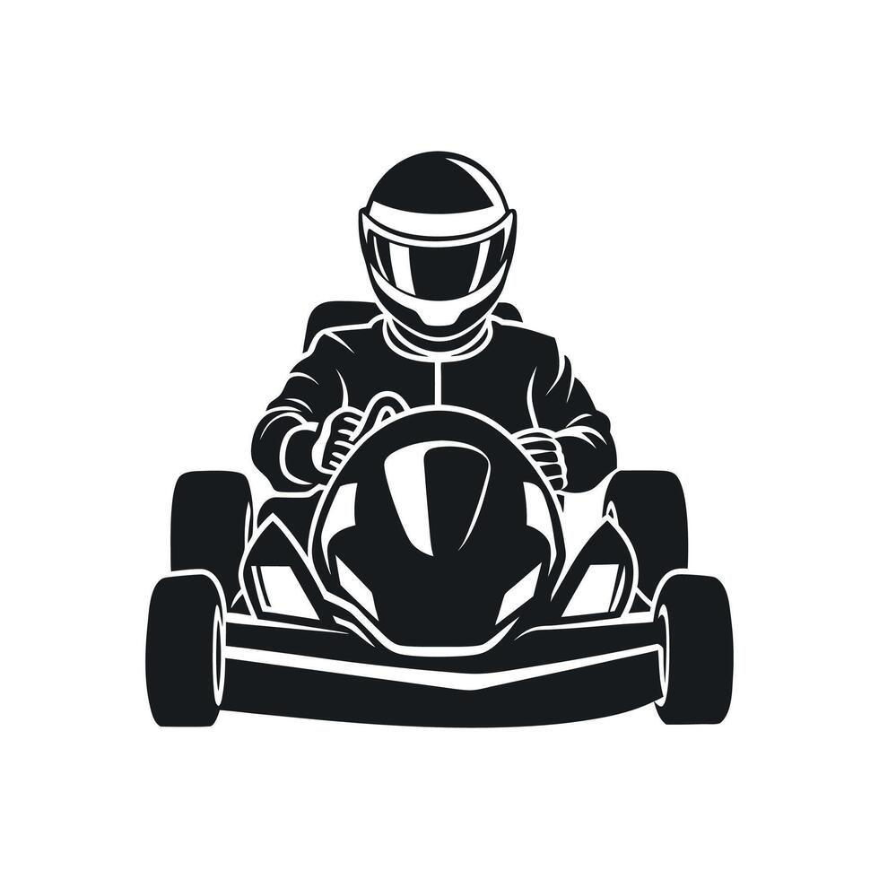 Kart racer, Go Kart logo silhouette design on white background vector