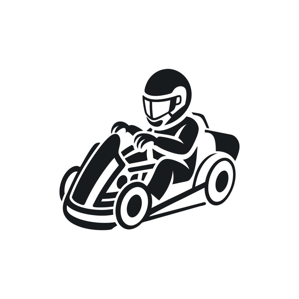 Kart racer, Go Kart logo silhouette design on white background vector