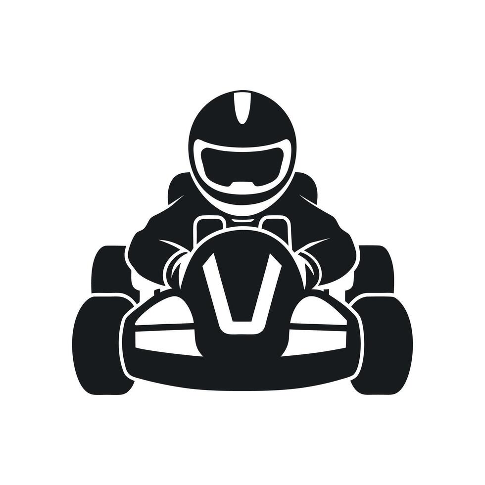 Kart racer, Go Kart logo silhouette design on white background vector