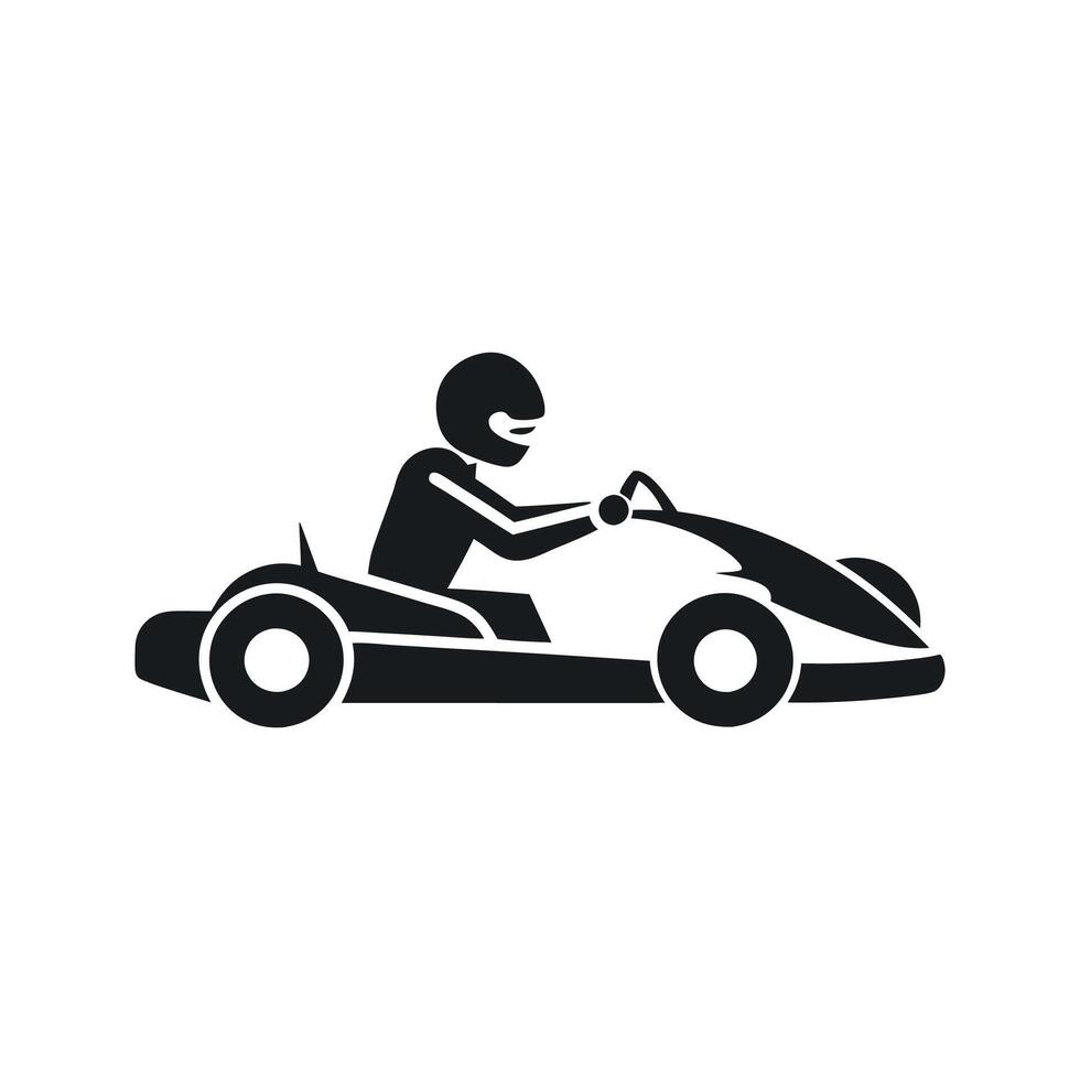 Kart racer, Go Kart logo silhouette design on white background vector