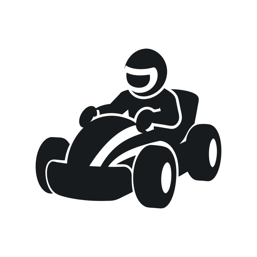 Kart racer, Go Kart logo silhouette design on white background vector