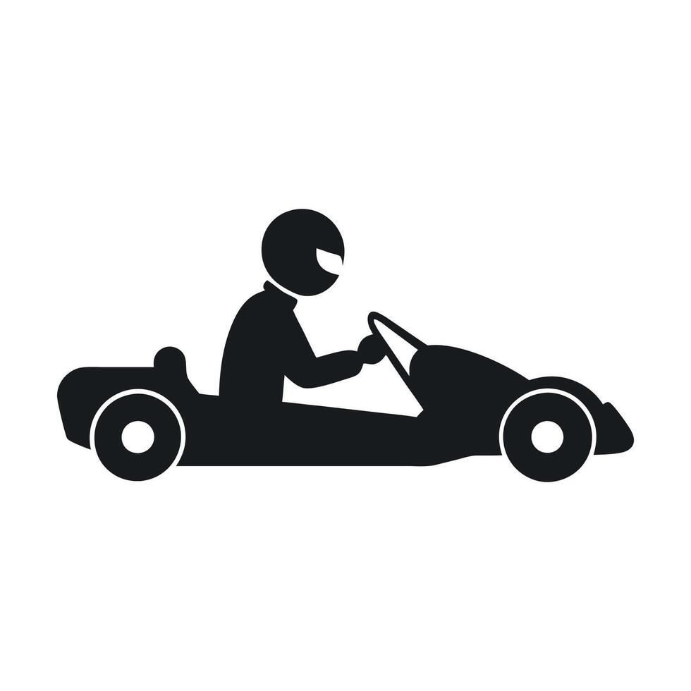 Kart racer, Go Kart logo silhouette design on white background vector