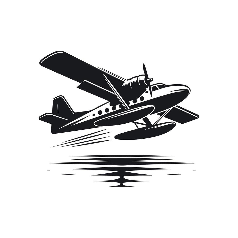 seaplane silhouette illustration, Seaplane Icon Silhouette Illustration. Transportation Graphic Pictogram Symbol Clip Art. Doodle Sketch Black Sign. vector