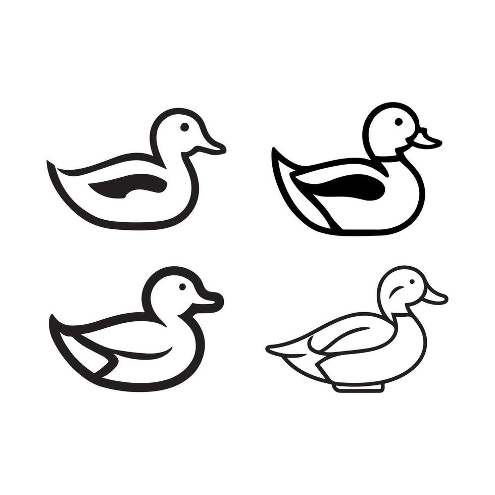 duck silhouettes, Lake Ducks Silhouette, Duck silhouettes, duck collection, various poses, black isolated figures vector