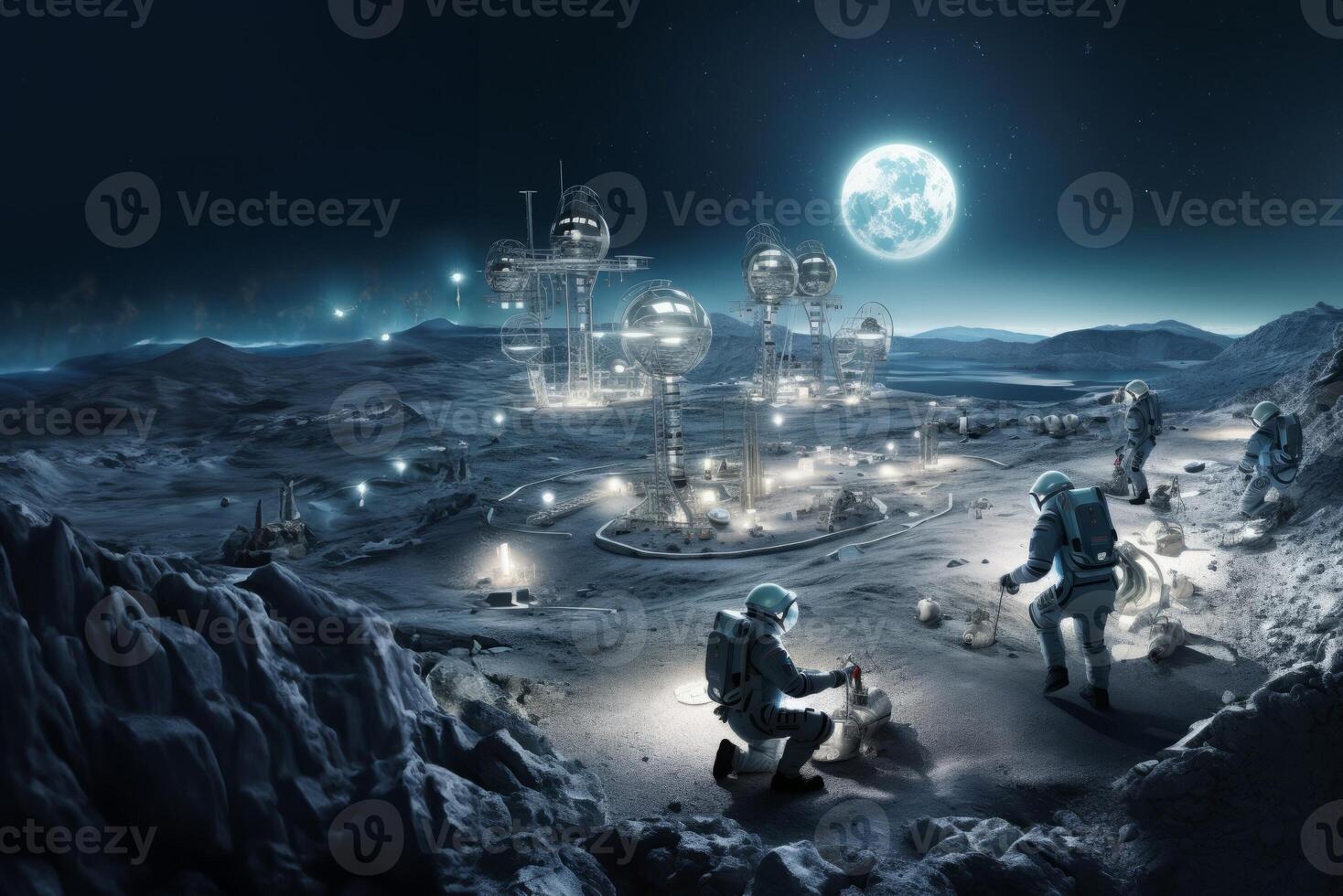 In a historic endeavor, a team of specialized astronauts works diligently on constructing a space station on the surface of Mars, pushing the boundaries of human exploration and photo