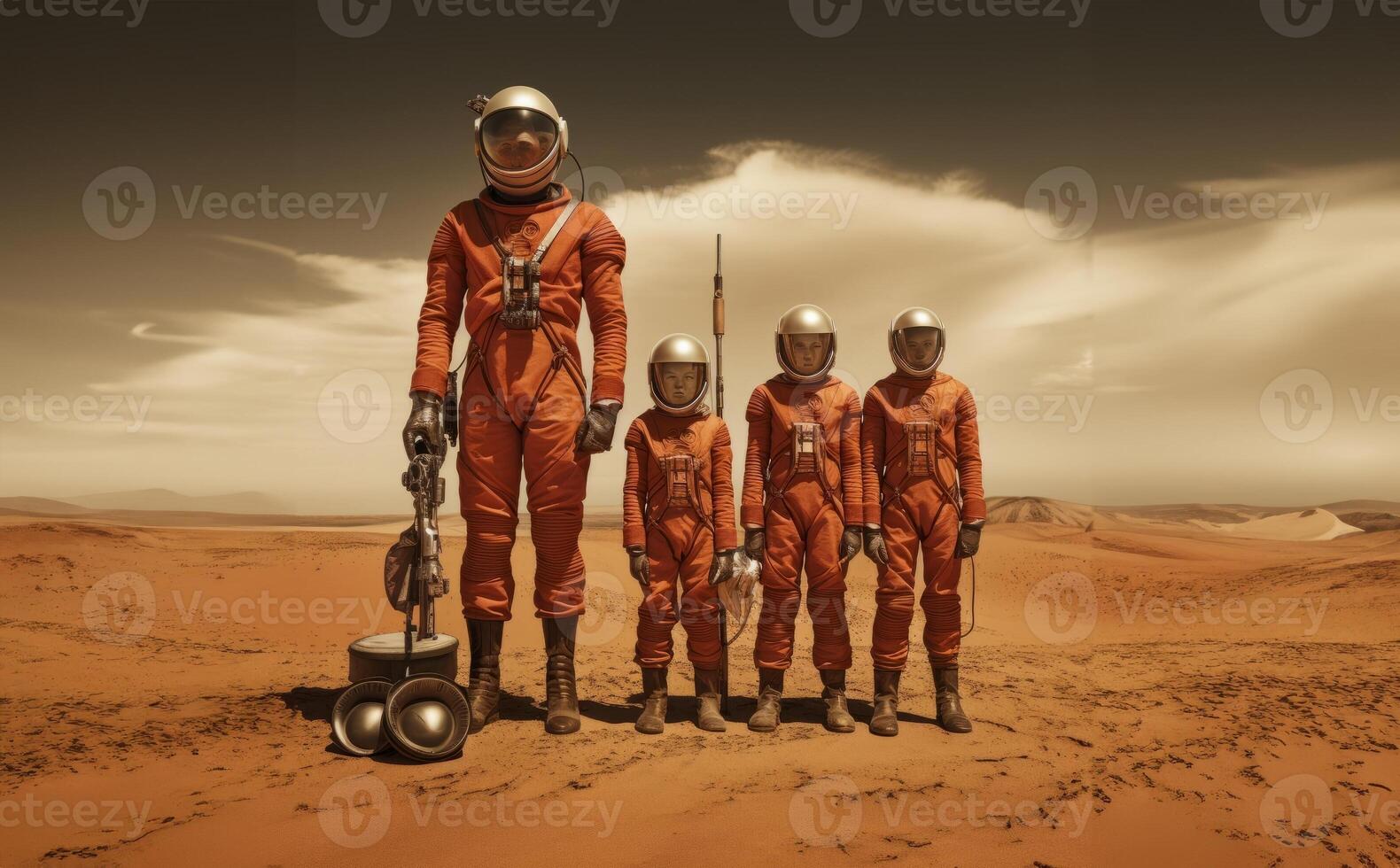 A smiling family poses for a photo on the Moon, sending a message of hope and possibility to Earth.
