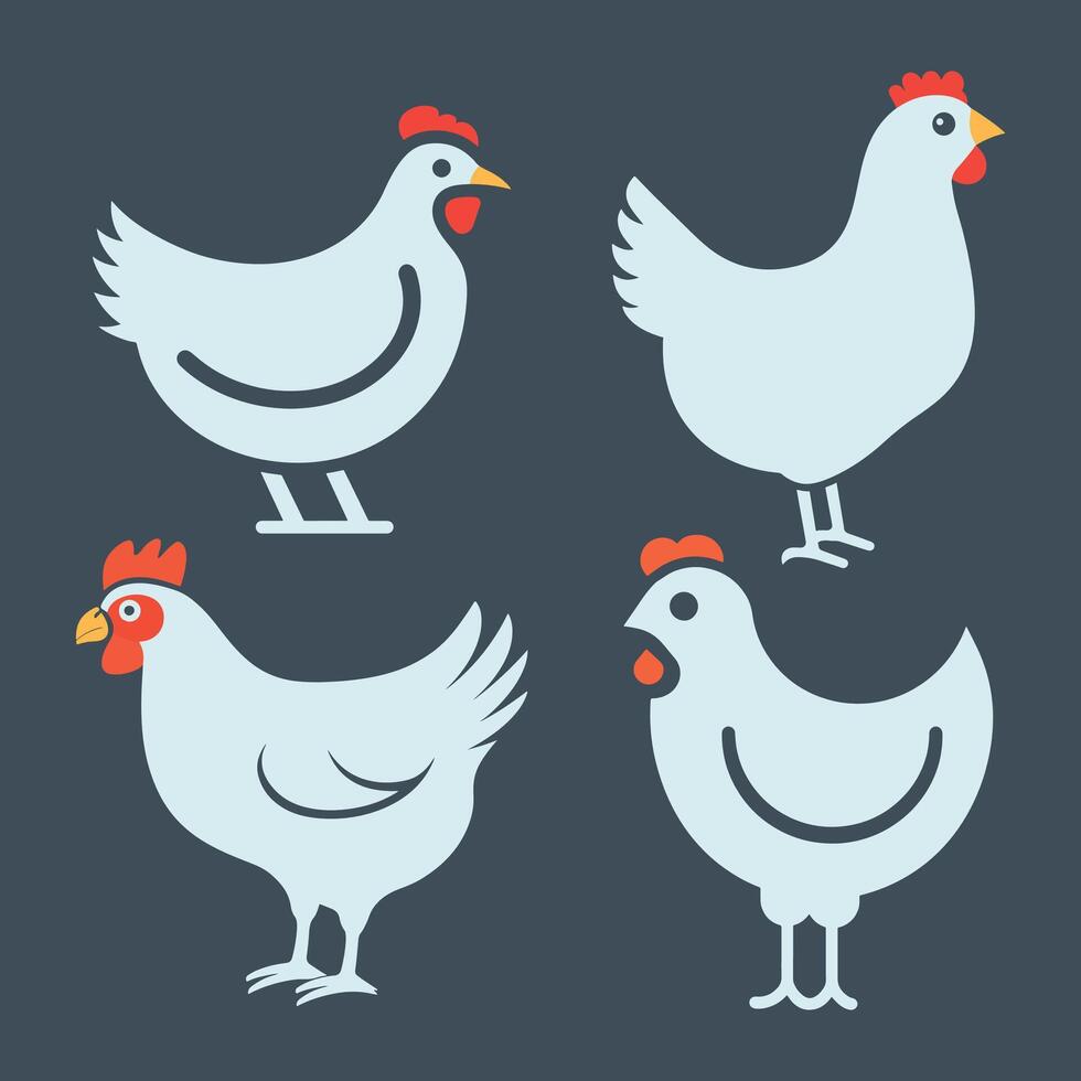 simple chicken icon illustration, abstract chicken rooster face head mascot logo icon vector