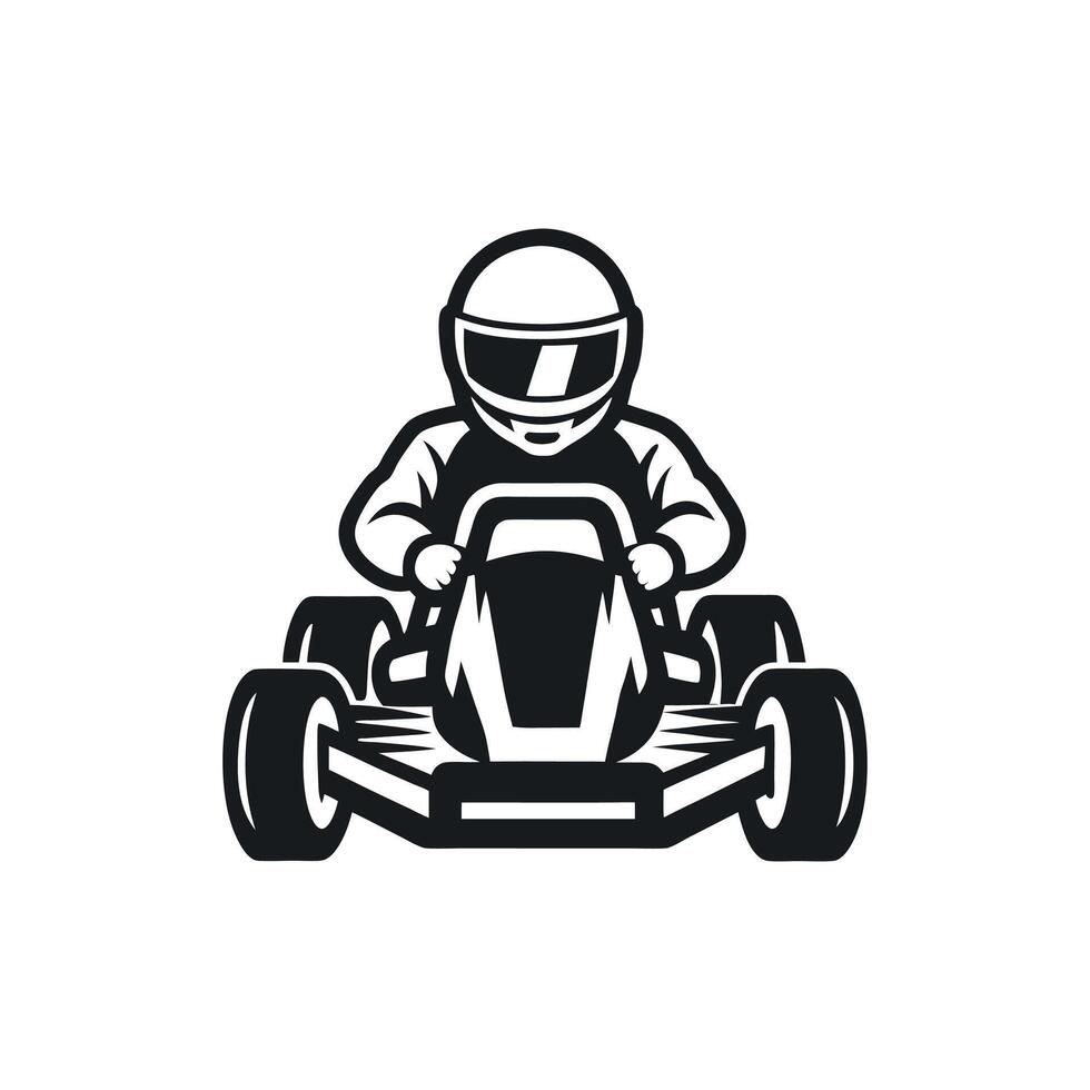 Kart racer, Go Kart logo silhouette design on white background vector