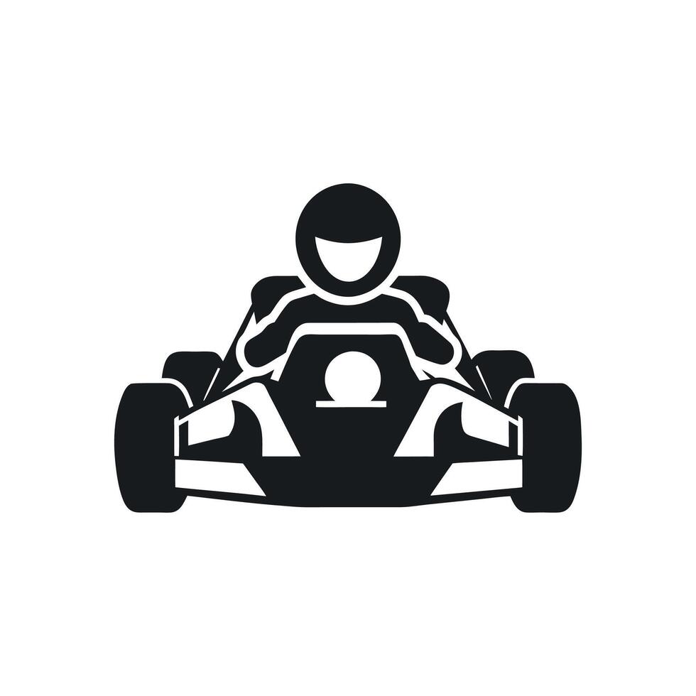 Kart racer, Go Kart logo silhouette design on white background vector