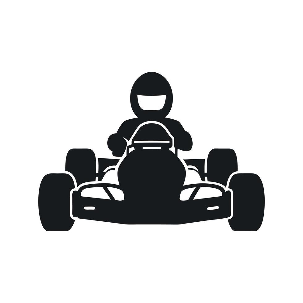 Kart racer, Go Kart logo silhouette design on white background vector