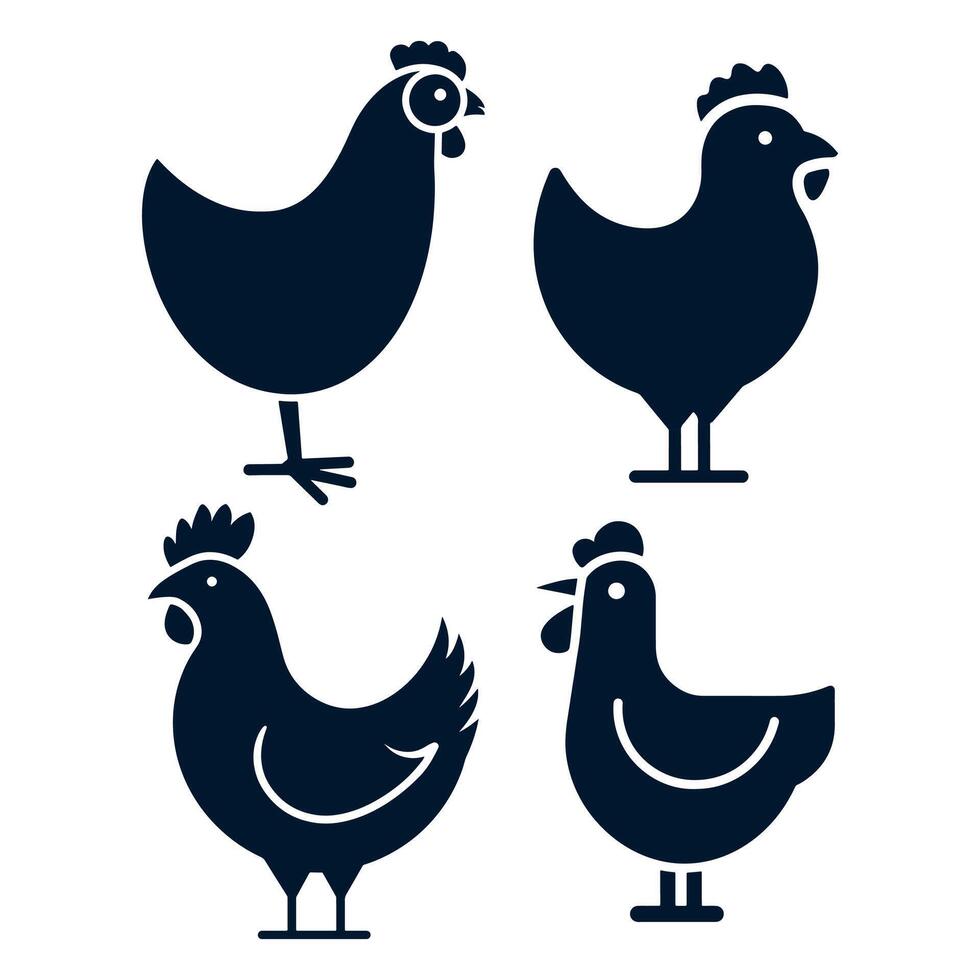 simple chicken icon illustration, abstract chicken rooster face head mascot logo icon vector