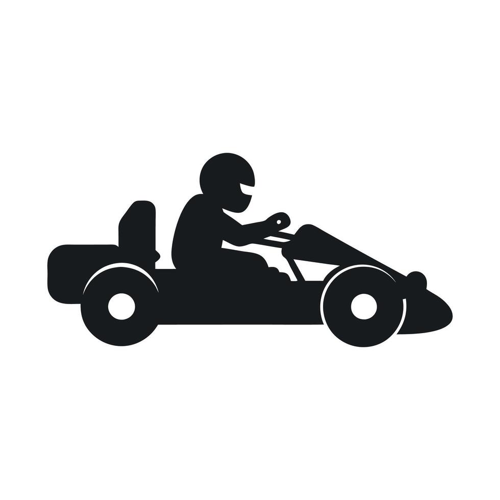 Kart racer, Go Kart logo silhouette design on white background vector