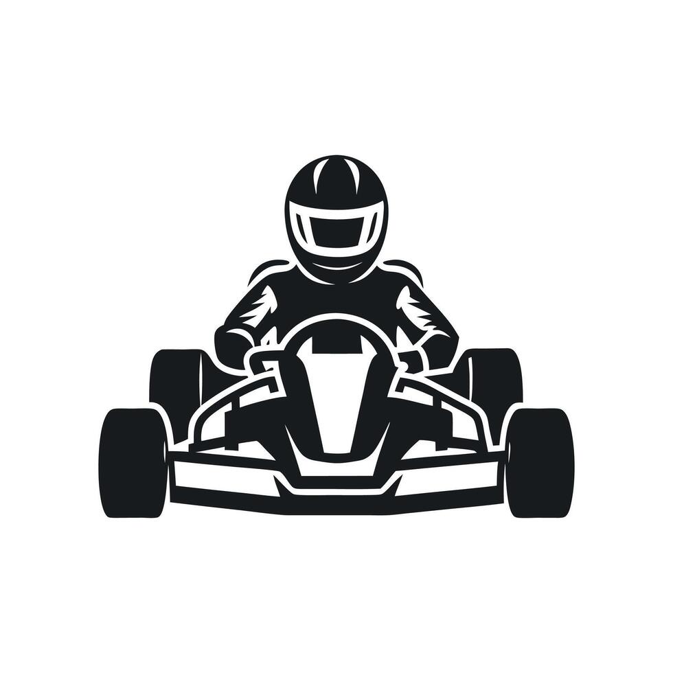 Kart racer, Go Kart logo silhouette design on white background vector