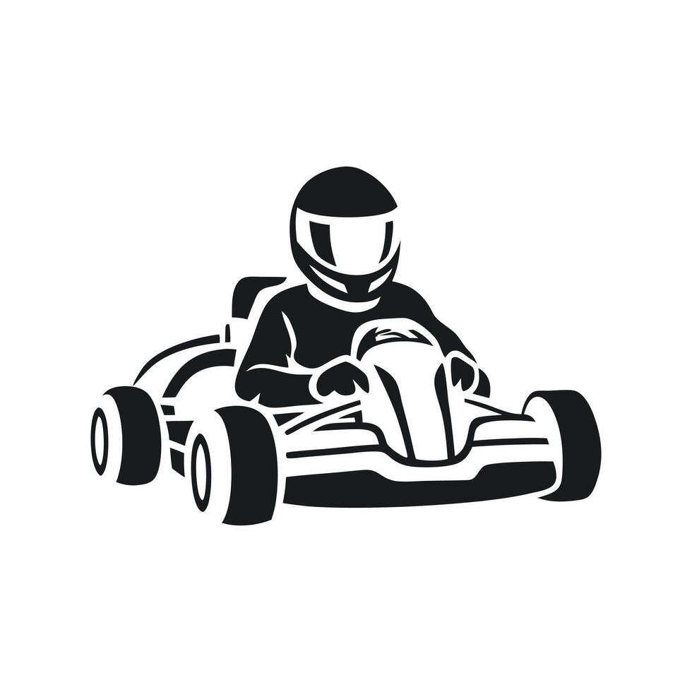 Kart racer, Go Kart logo silhouette design on white background vector