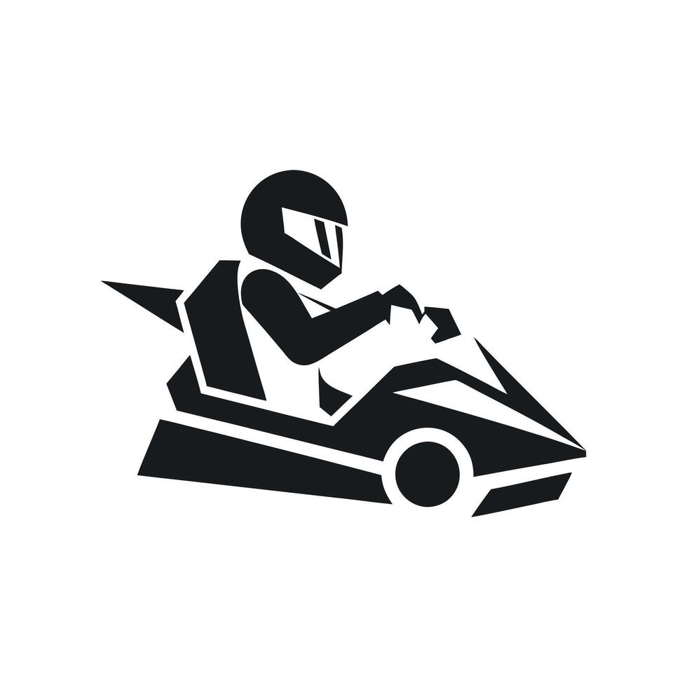 Kart racer, Go Kart logo silhouette design on white background vector