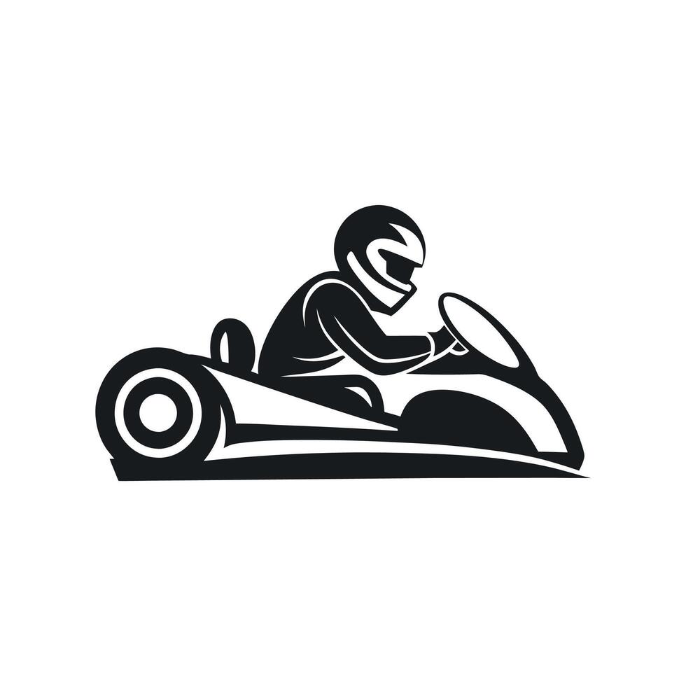 Kart racer, Go Kart logo silhouette design on white background vector