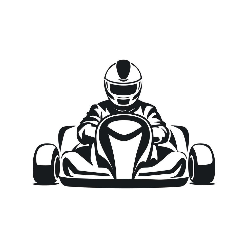Kart racer, Go Kart logo silhouette design on white background vector