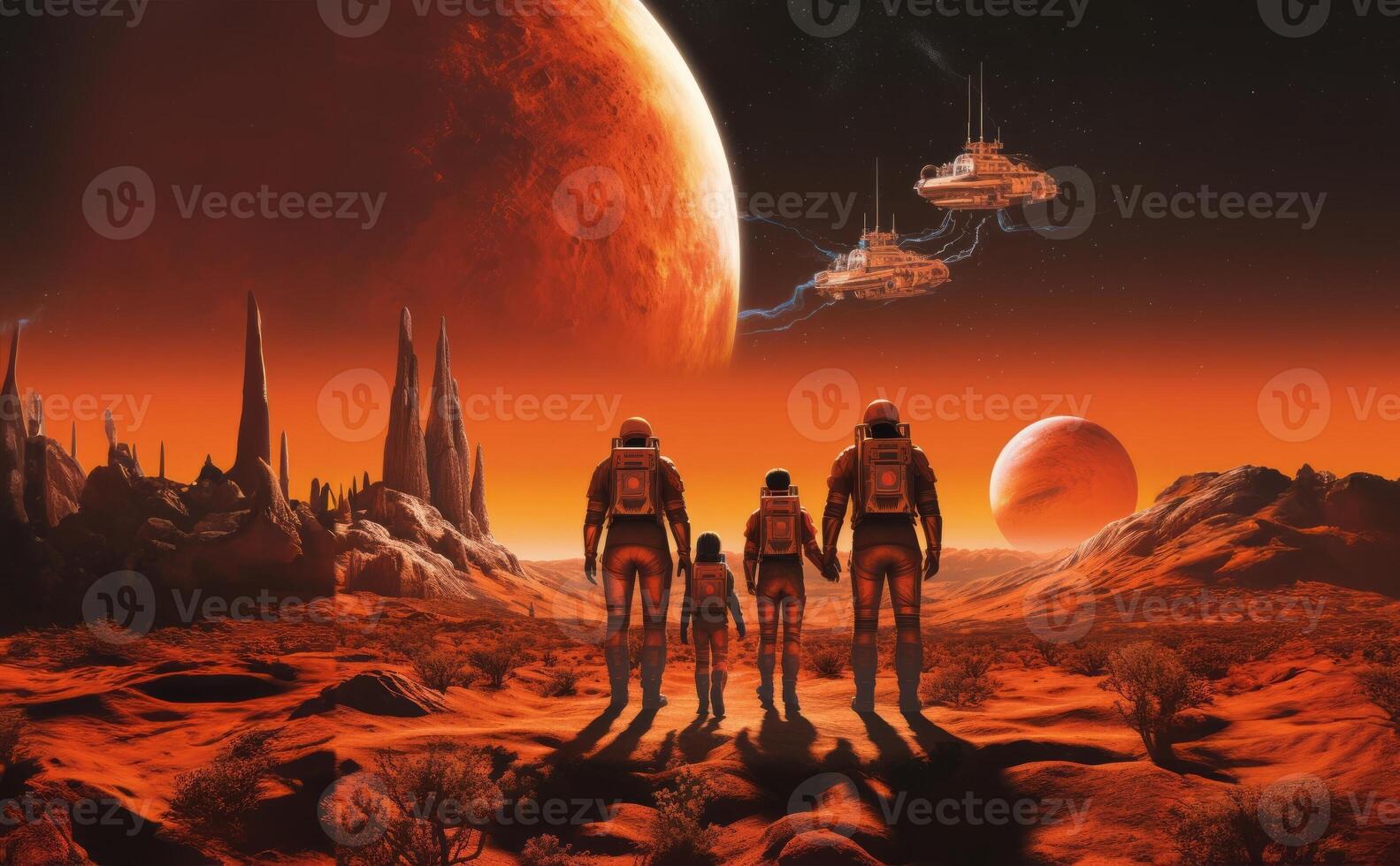 A smiling family poses for a photo on the Moon, sending a message of hope and possibility to Earth.