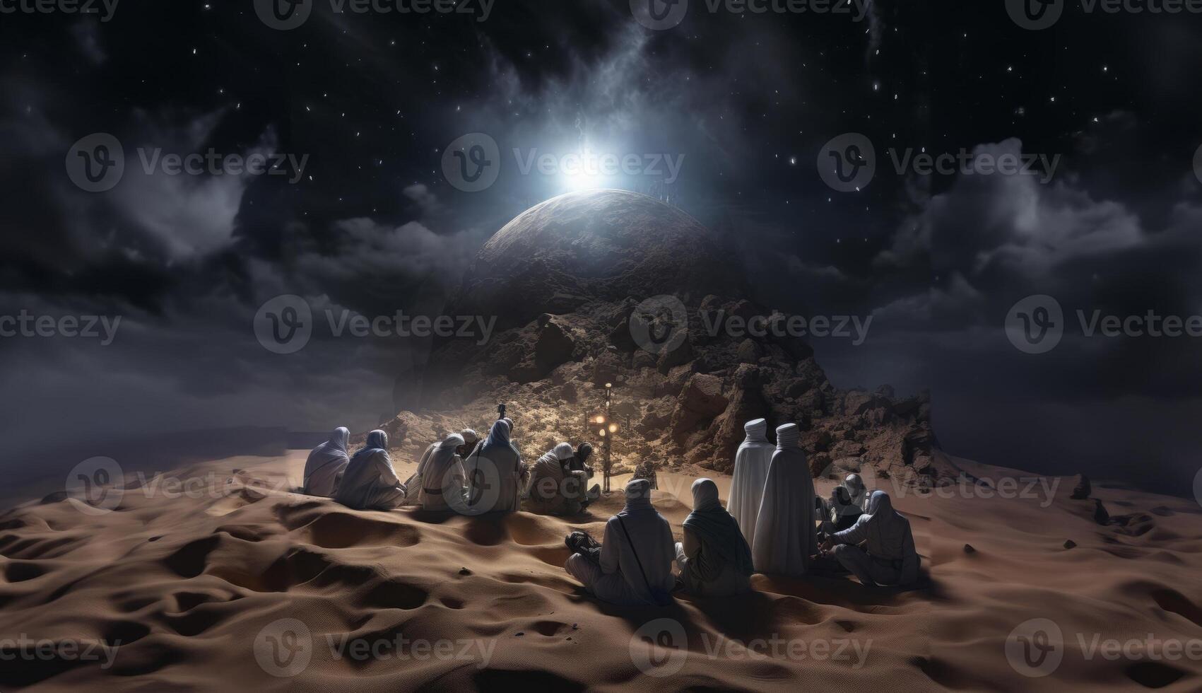 An Islamic family on Mars celebrates their first Ramadan, a historic moment of faith and hope. photo