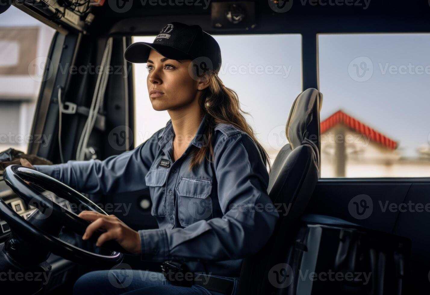 Female Truck Driver Delivering Goods Across the Globe.Generated image photo