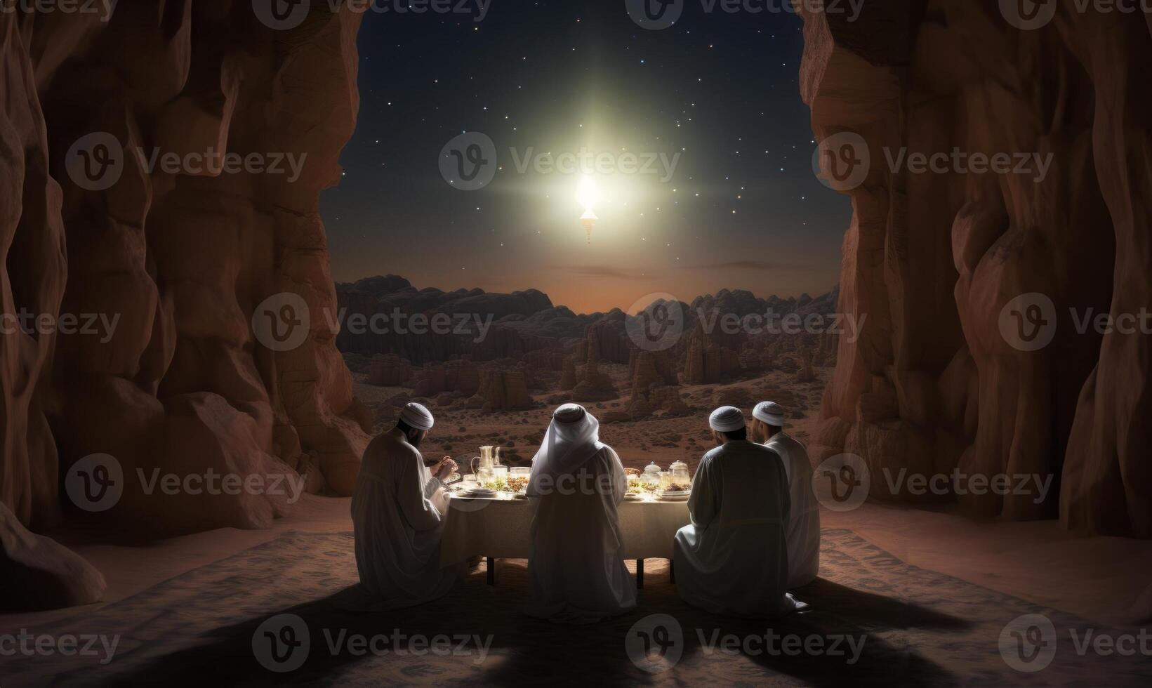 An Islamic family on Mars celebrates their first Ramadan, a historic moment of faith and hope. photo