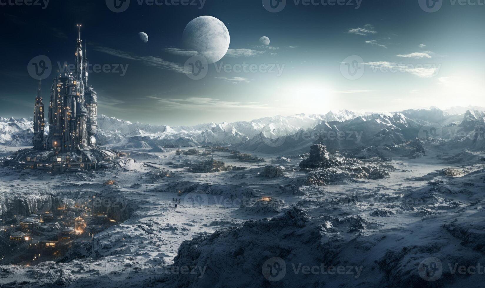 A futuristic city on Mars is a testament to human ingenuity and perseverance.Generated image photo