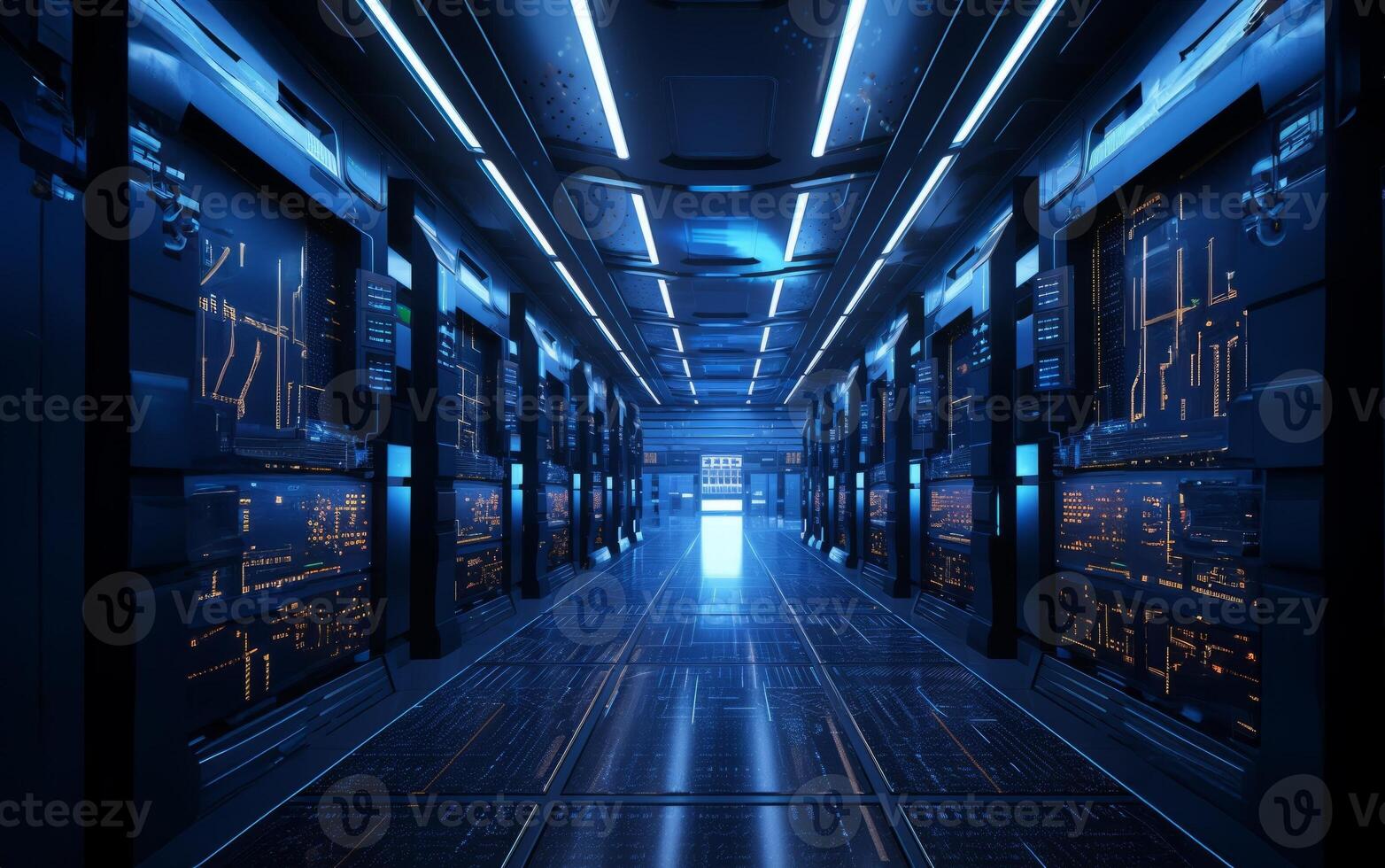The hidden world that powers our digital lives. a modern server room.Generated image photo