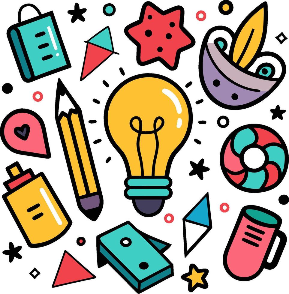 Creative business related icon set, set of creative icons illustration, drawing, work, education, business idea. vector