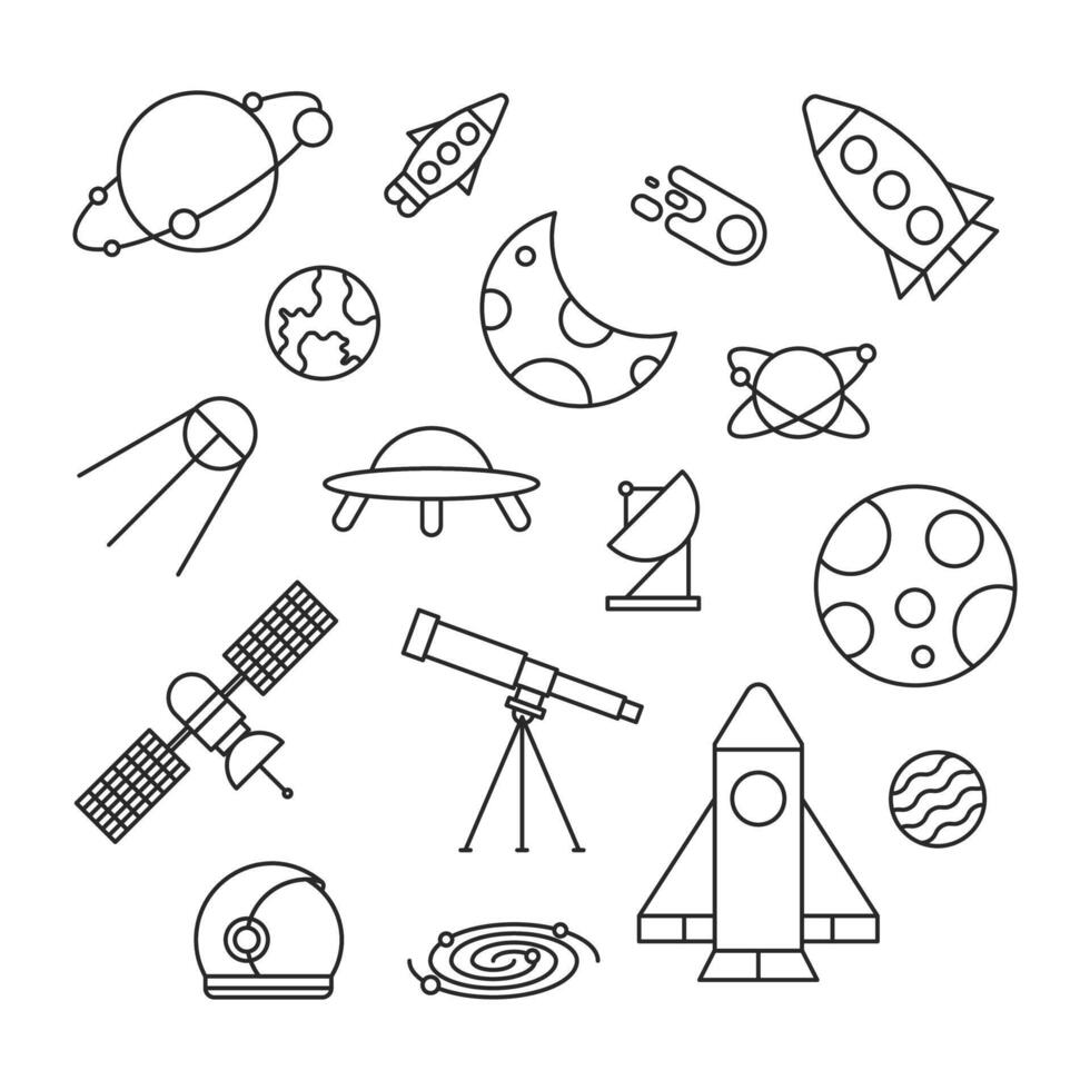 Space Icon Set Outline Illustration vector
