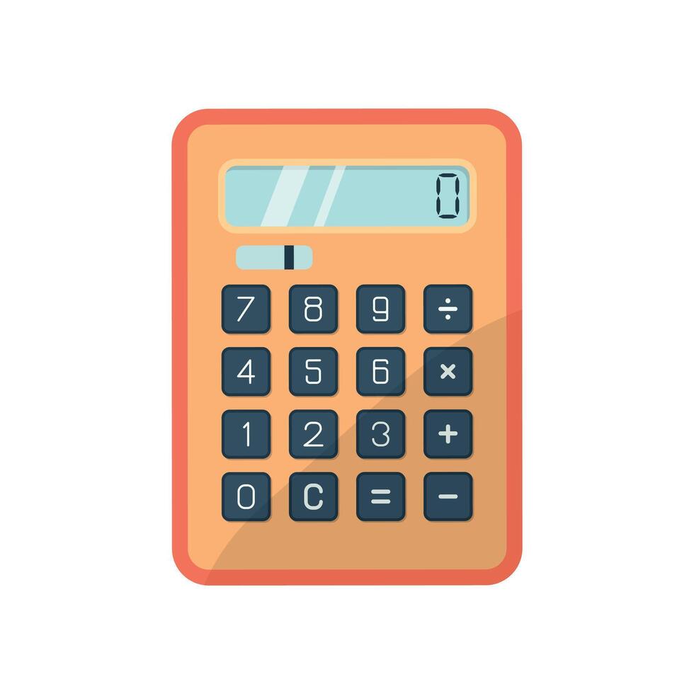 Calculator element illustration. School educational tool for computation, financial and counting element. Isolated on white background vector