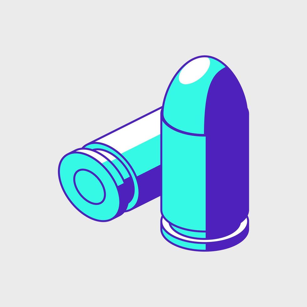 Pistol ammunition isometric icon illustration vector