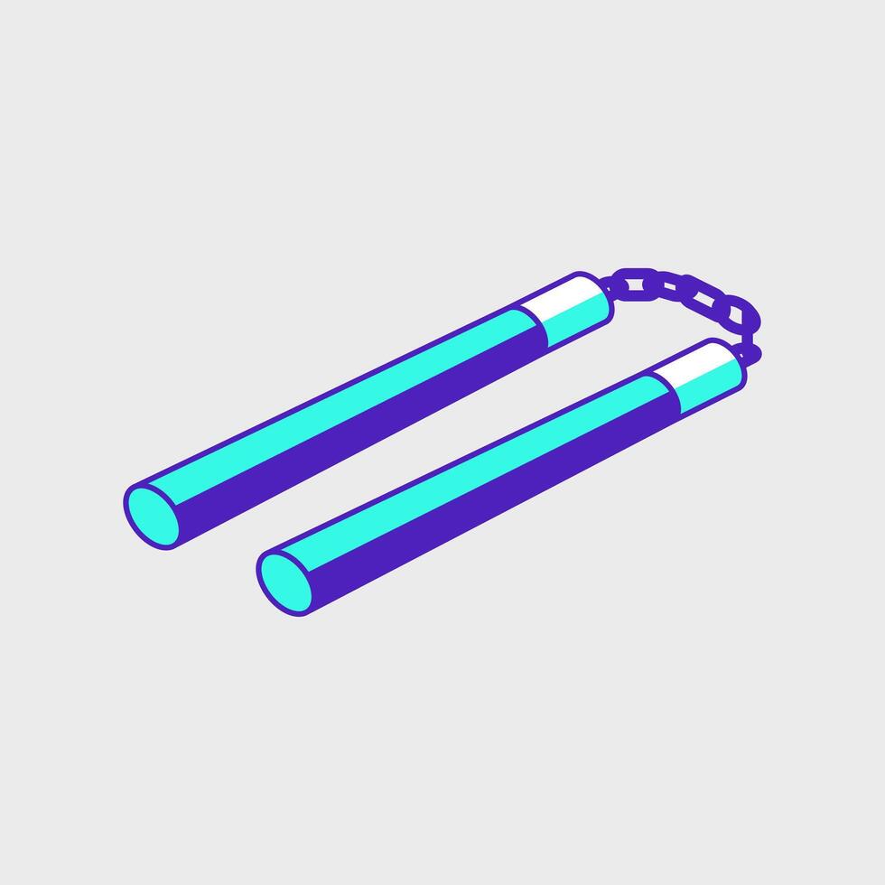 Nunchaku isometric icon illustration vector
