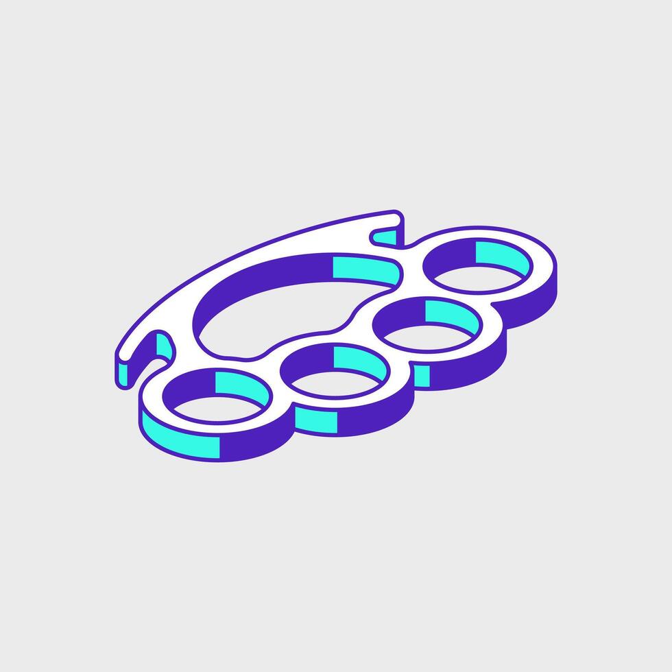 Brass knuckle isometric icon illustration vector