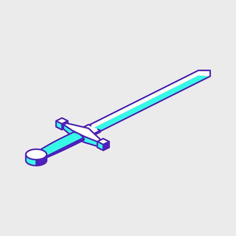 Sword isometric icon illustration vector