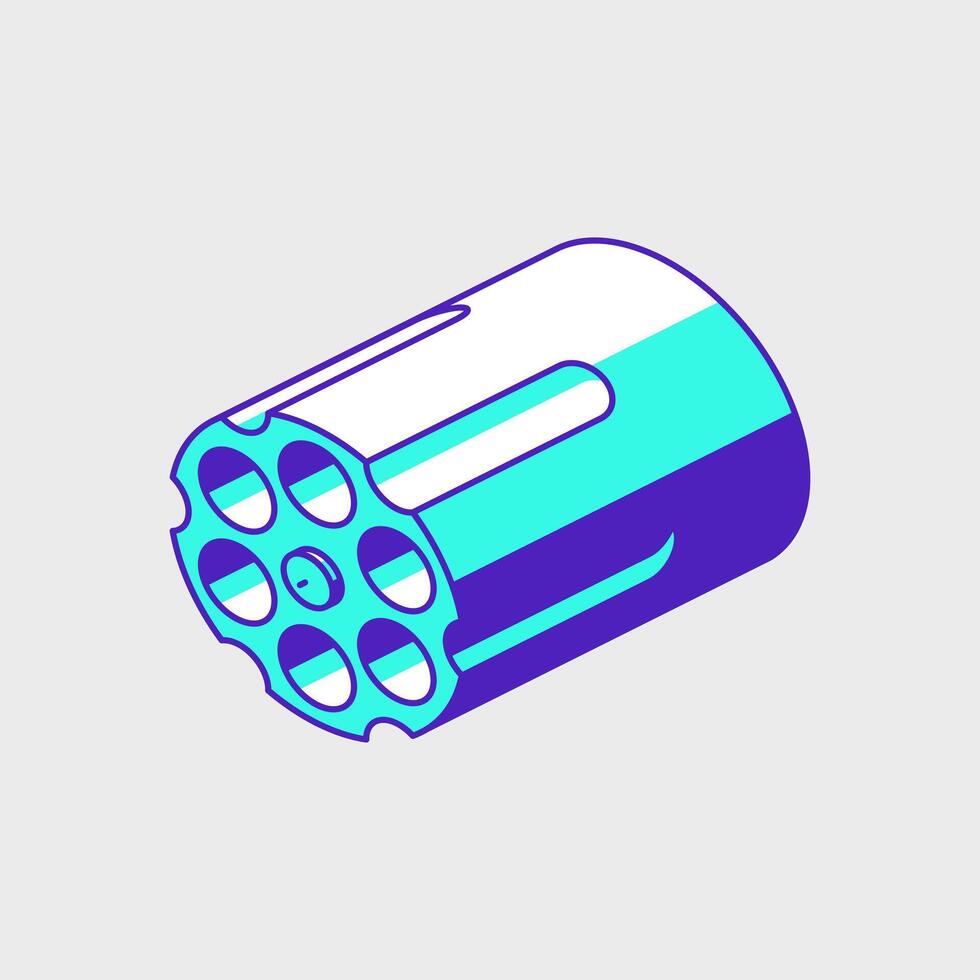 Revolver cylinder isometric icon illustration vector