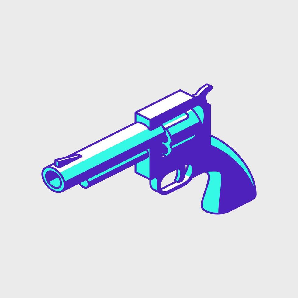 Revolver isometric icon illustration vector