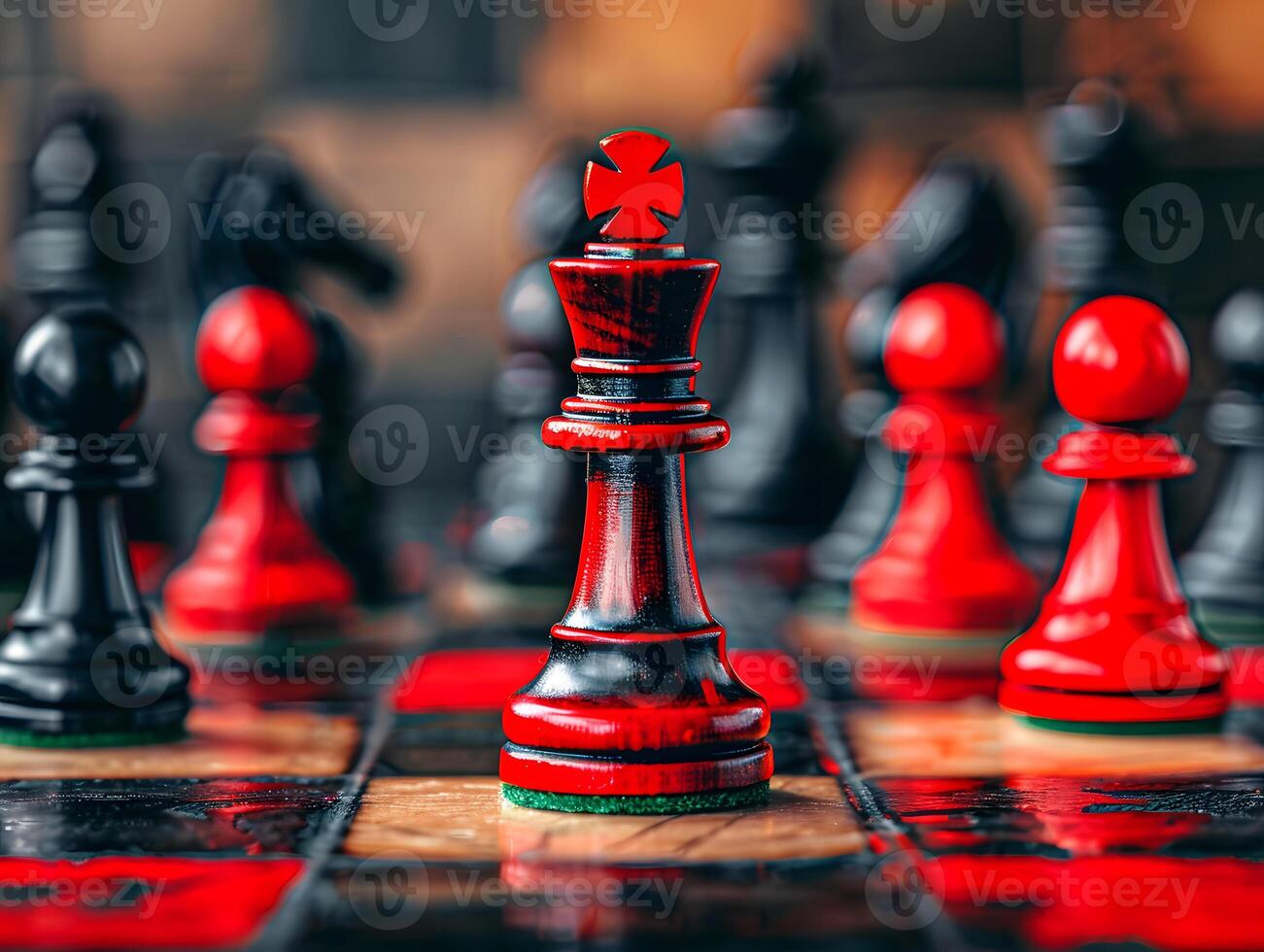 Chess pieces on a playing board as a concept for a strategic solution to a problem photo