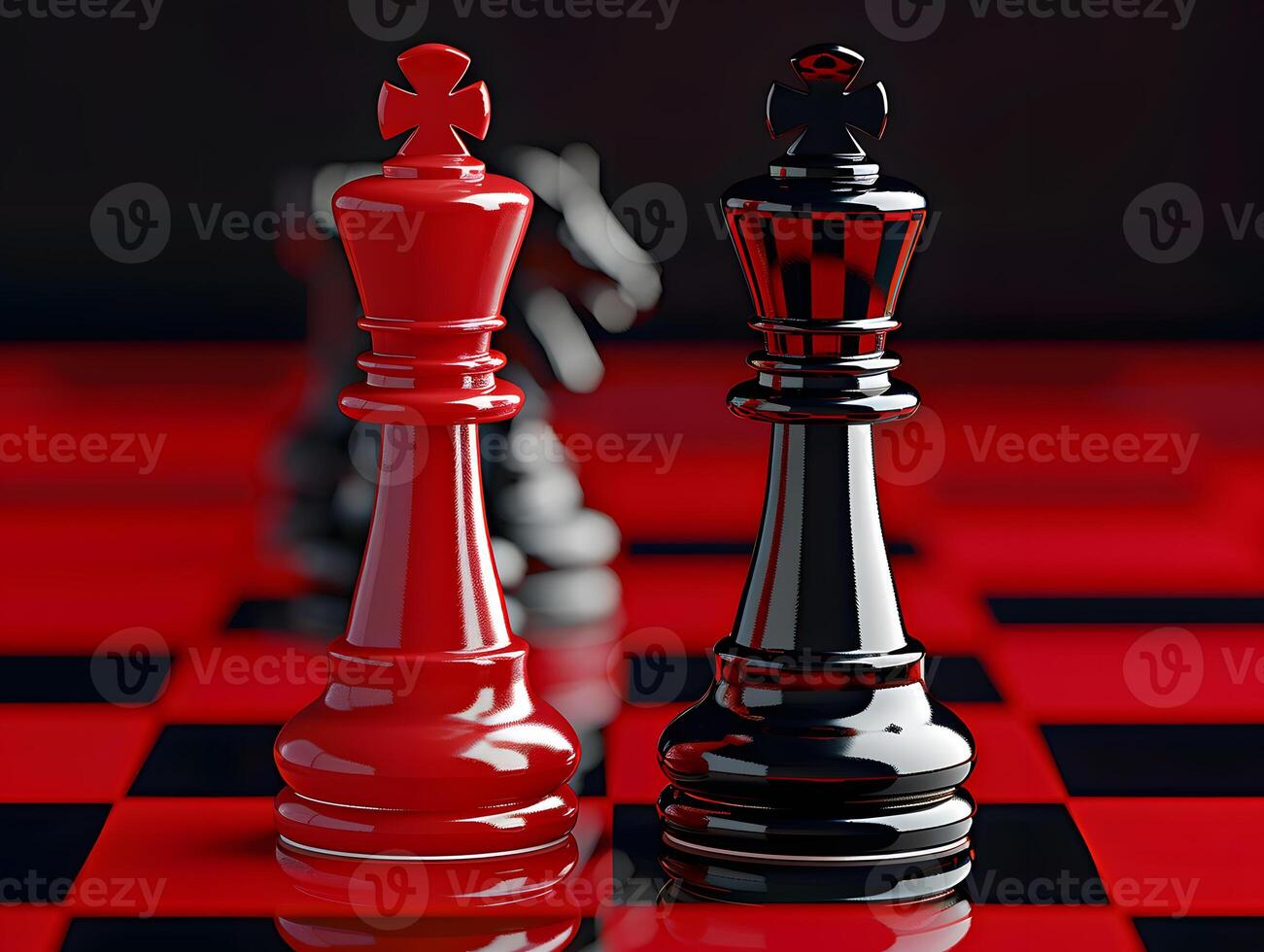 Chess pieces on a playing board as a concept for a strategic solution to a problem photo