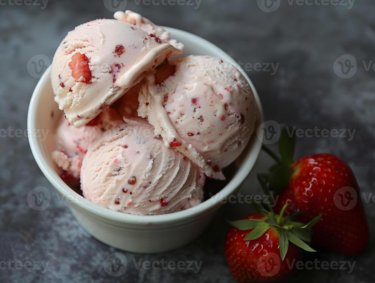 Delicious frozen fruit ice cream balls photo