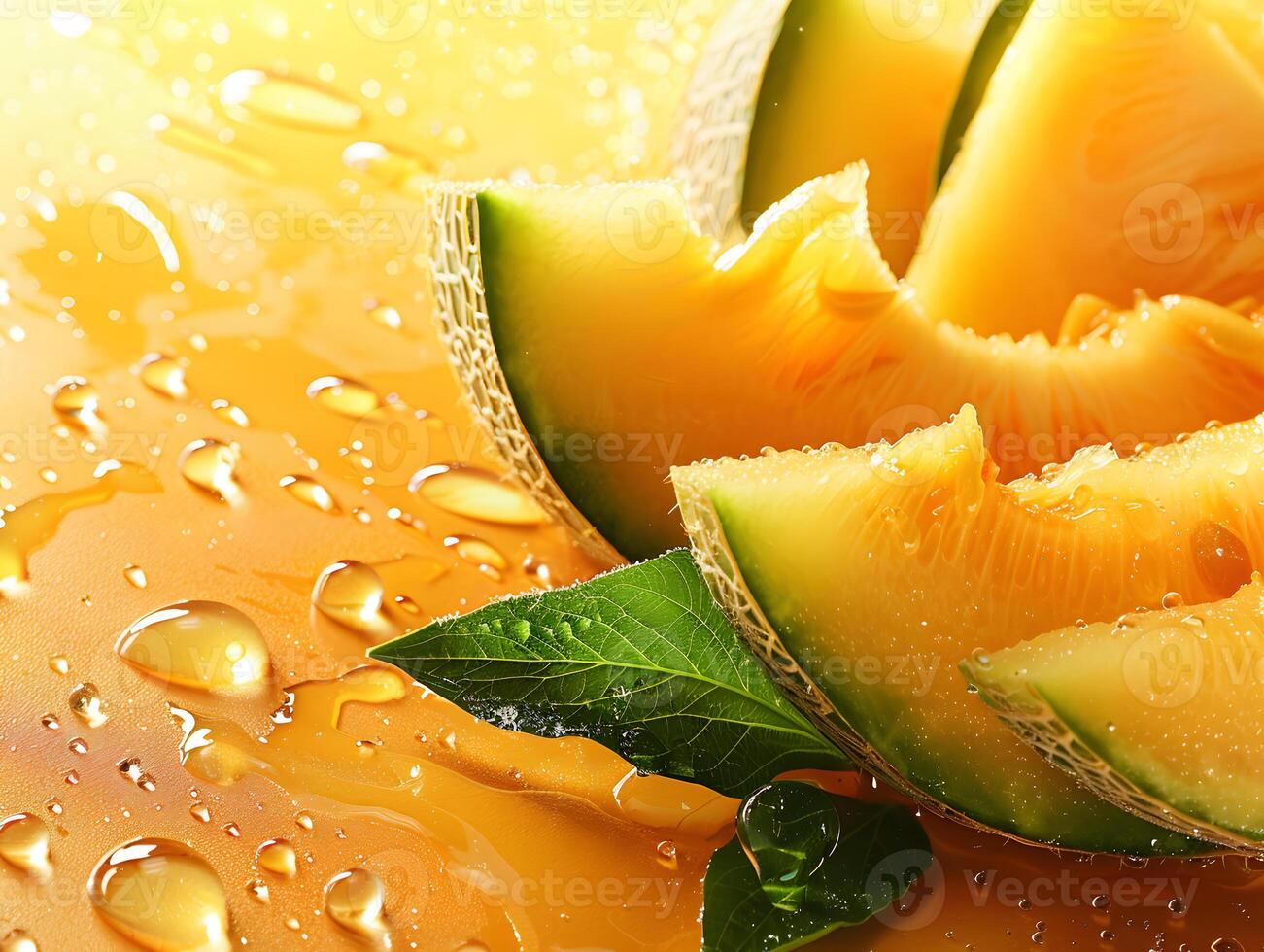 Juicy ripe melon whole and slices. Neural network photo